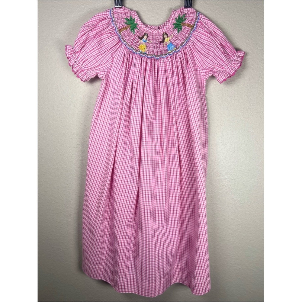 Bundle Smocked Bishop Dresses 3T 4T Pink Gingham Hula Paisley Sweet South - Picture 2 of 13